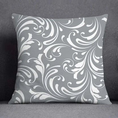 Geometric floral print gray & white pillow case living room decor