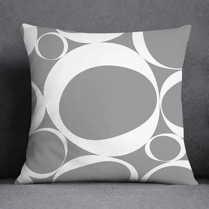 Geometric floral print gray & white pillow case living room decor