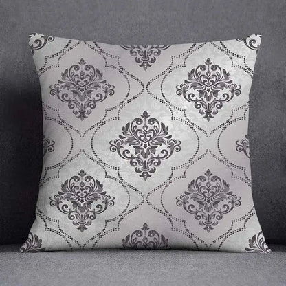 Geometric floral print gray & white pillow case living room decor