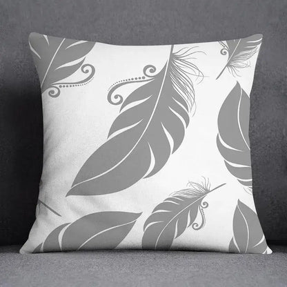 Geometric floral print gray & white pillow case living room decor