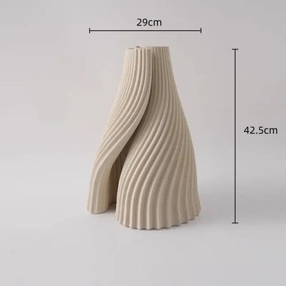 Geometric folding cream and black ceramic vase living room decor