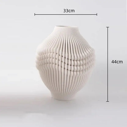 Geometric folding cream and black ceramic vase living room decor