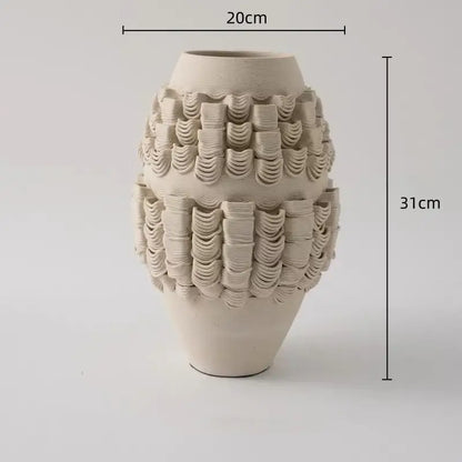 Geometric folding cream and black ceramic vase living room decor
