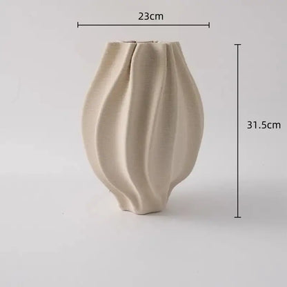 Geometric folding cream and black ceramic vase living room decor