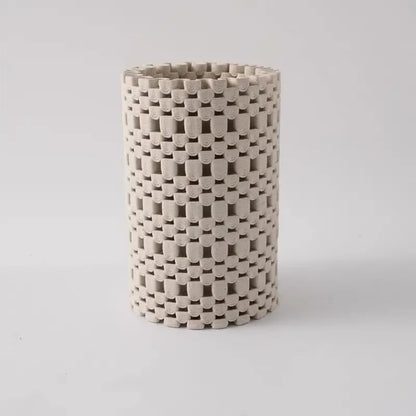 Geometric folding cream and black ceramic vase living room decor