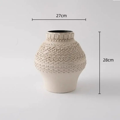 Geometric folding cream and black ceramic vase living room decor