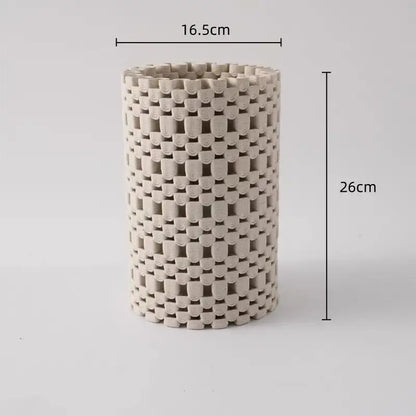 Geometric folding cream and black ceramic vase living room decor