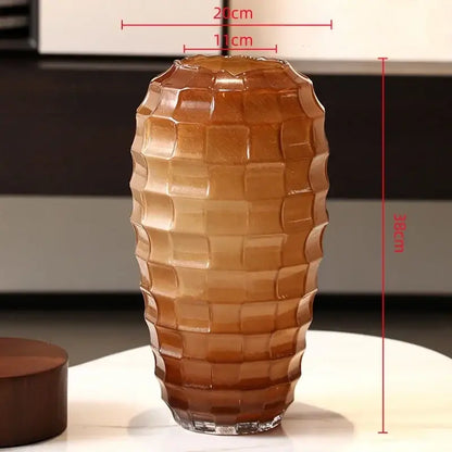Geometric frosted glass amber vase set – living room decor