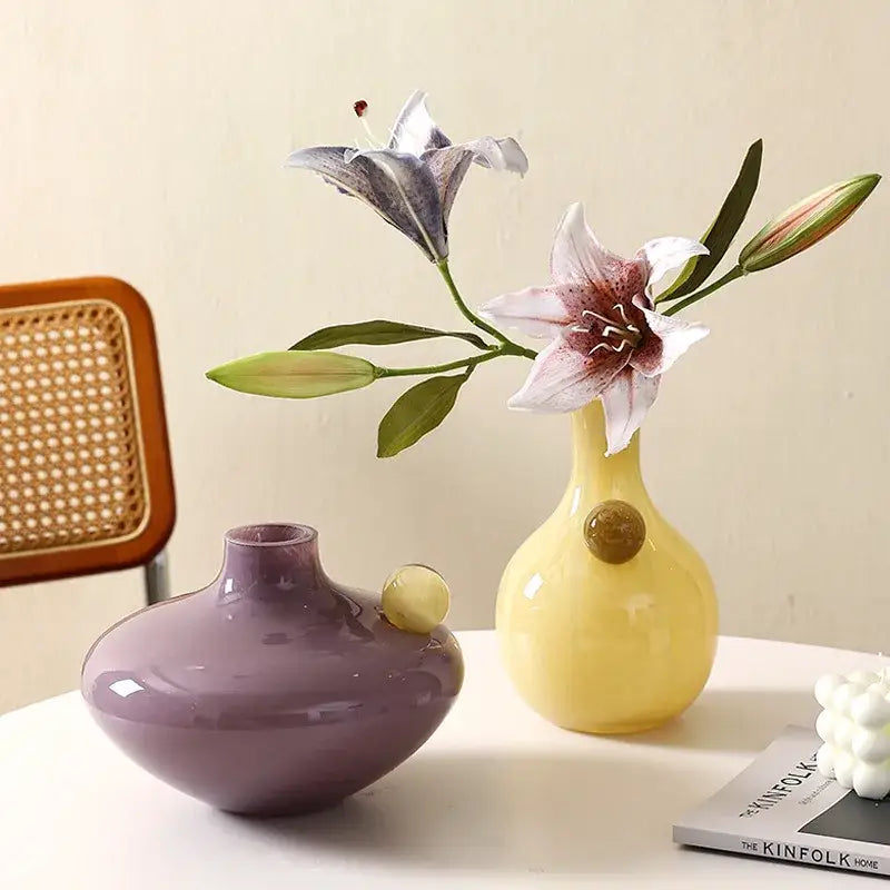 Geometric glass sphere vase trio living room decor