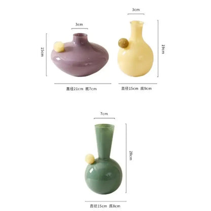 Geometric glass sphere vase trio living room decor