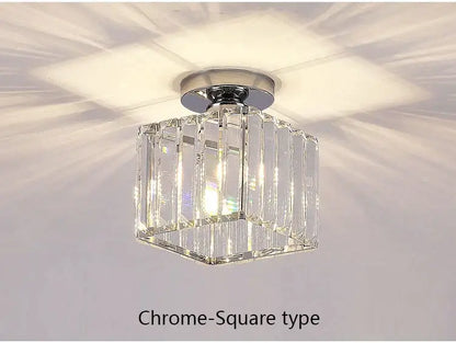 Geometric gold crystal led chandelier dining room light
