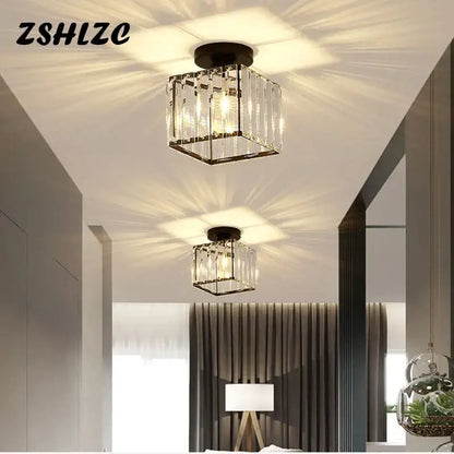 Geometric gold crystal led chandelier dining room light