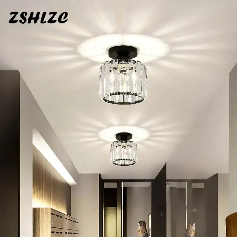 Geometric gold crystal led chandelier dining room light