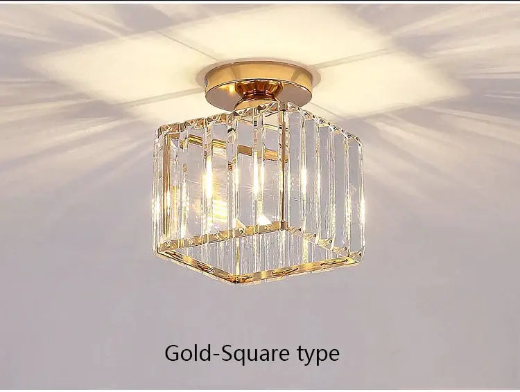 Geometric gold crystal led chandelier dining room light