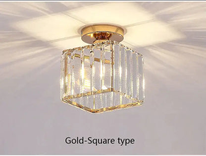 Geometric gold crystal led chandelier dining room light