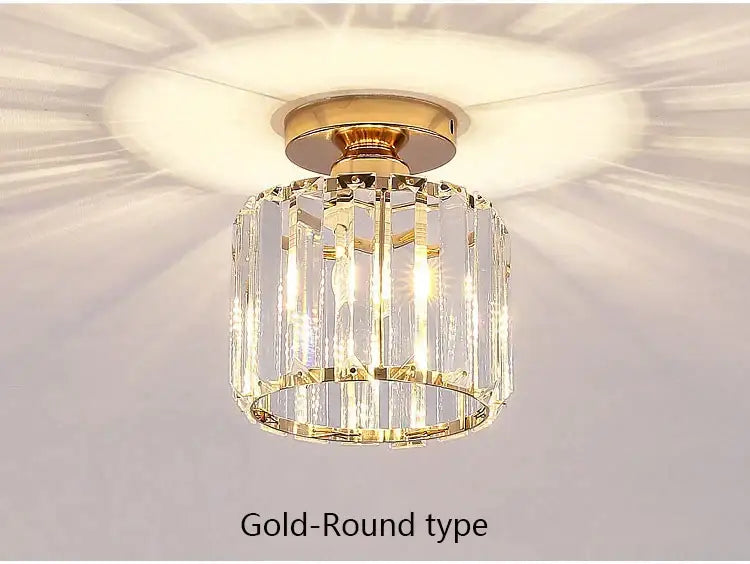 Geometric gold crystal led chandelier dining room light