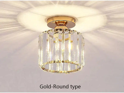 Geometric gold crystal led chandelier dining room light