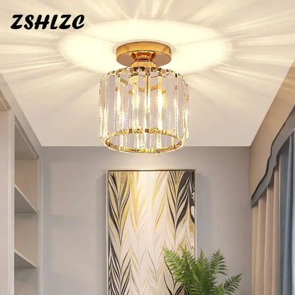 Geometric gold crystal led chandelier dining room light