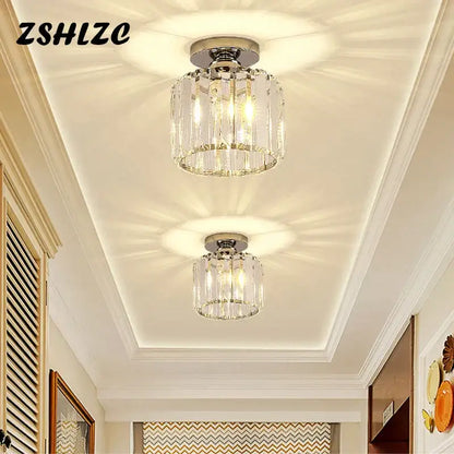 Geometric gold crystal led chandelier dining room light