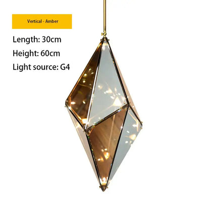 Geometric gold diamond glass led pendant lights dining room