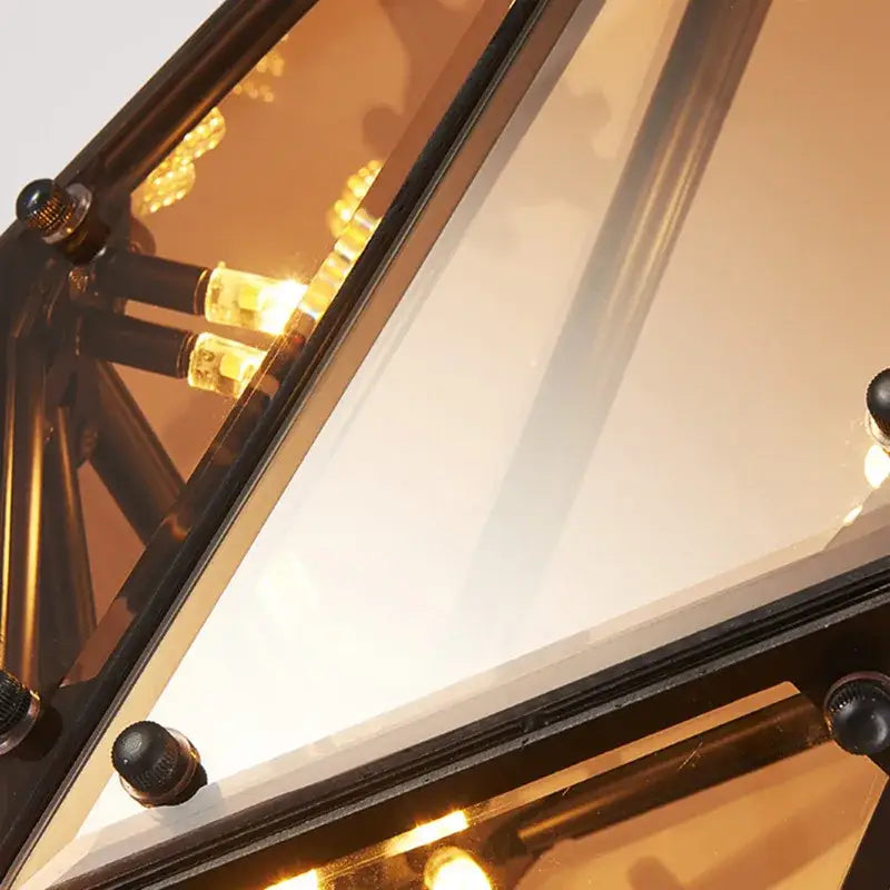 Geometric gold diamond glass led pendant lights dining room