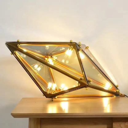 Geometric gold diamond glass led pendant lights dining room