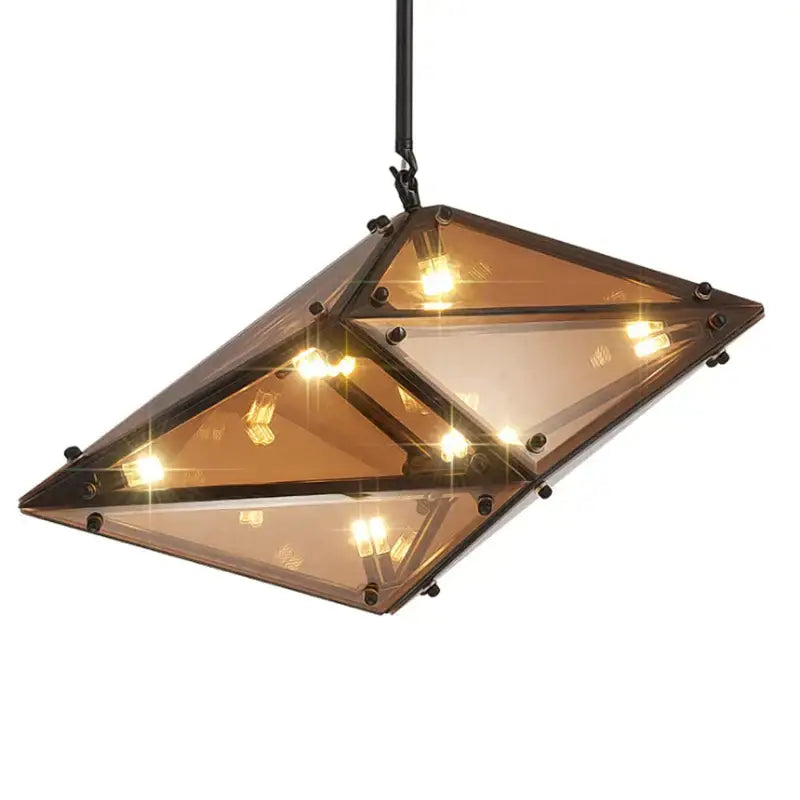 Geometric gold diamond glass led pendant lights dining room