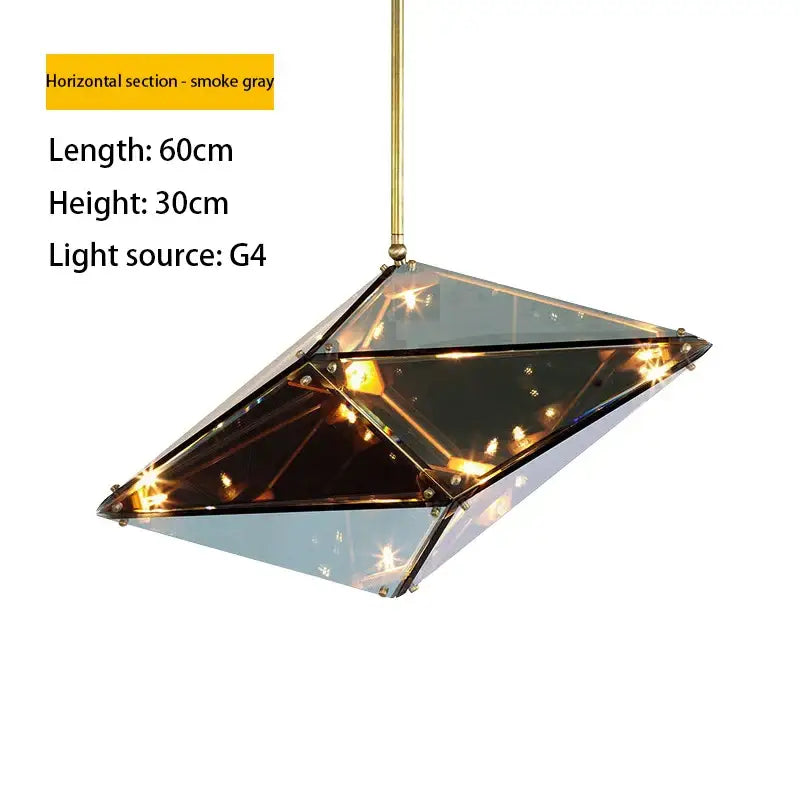 Geometric gold diamond glass led pendant lights dining room
