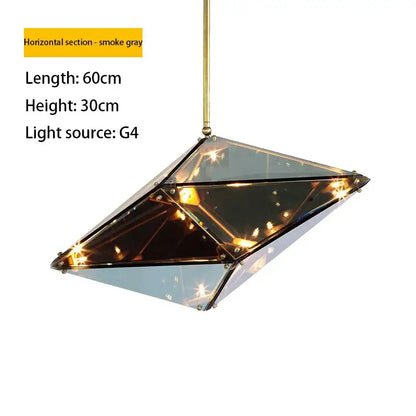 Geometric gold diamond glass led pendant lights dining room