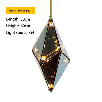 Geometric gold diamond glass led pendant lights dining room