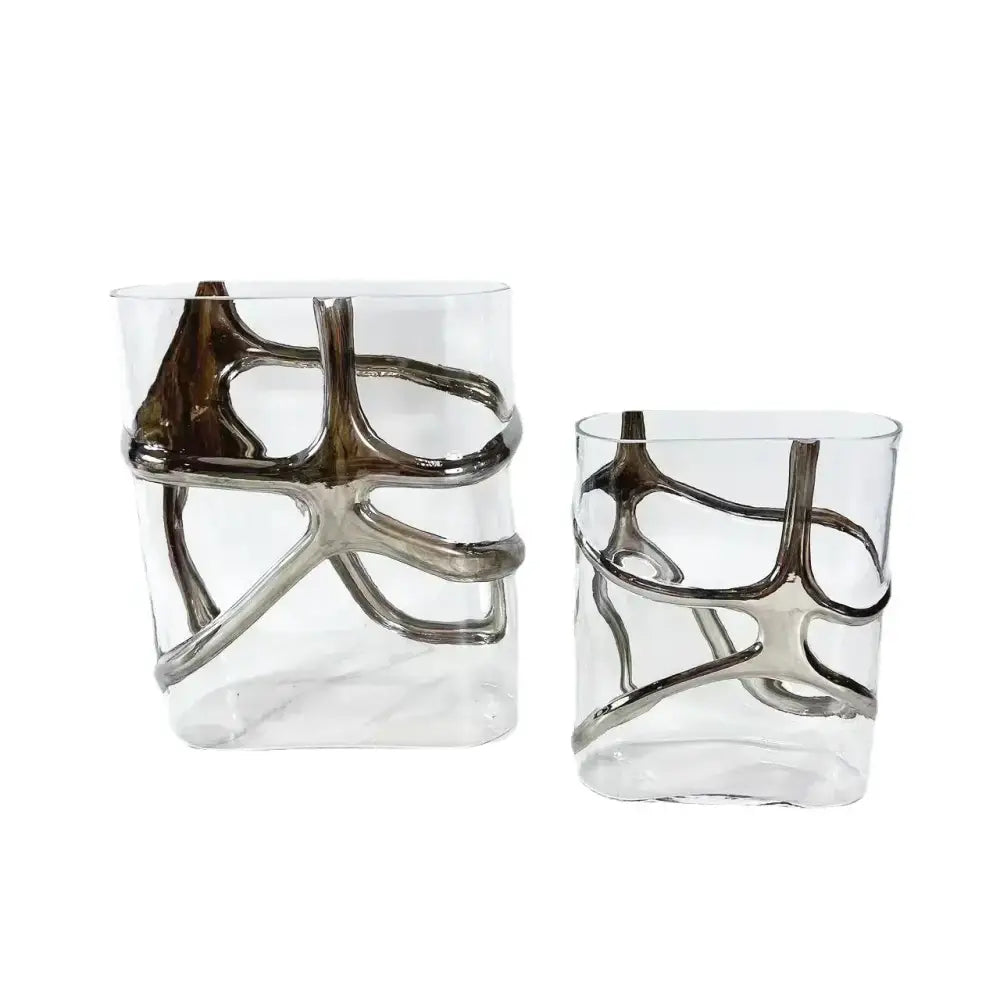 Geometric gold edged glass vase living room abstract decor