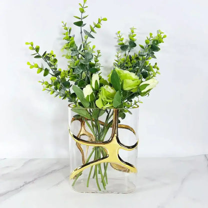 Geometric gold edged glass vase living room abstract decor