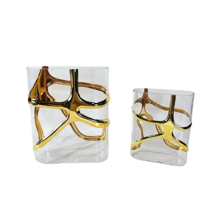 Geometric gold edged glass vase living room abstract decor