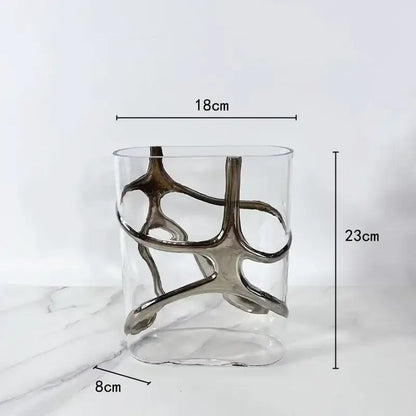 Geometric gold edged glass vase living room abstract decor