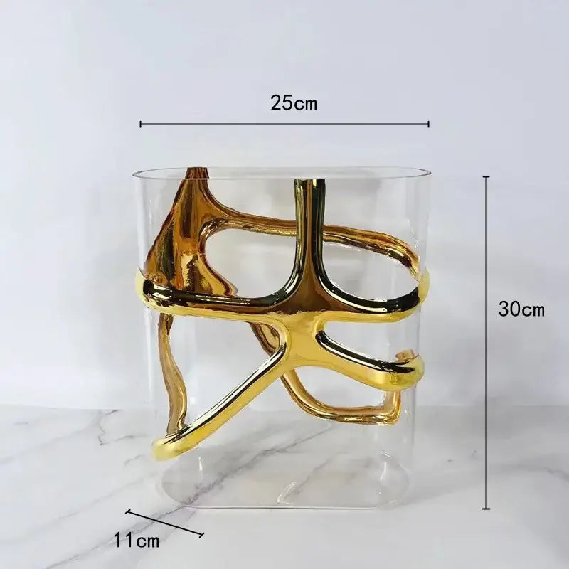 Geometric gold edged glass vase living room abstract decor