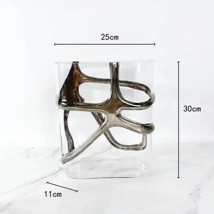Geometric gold edged glass vase living room abstract decor
