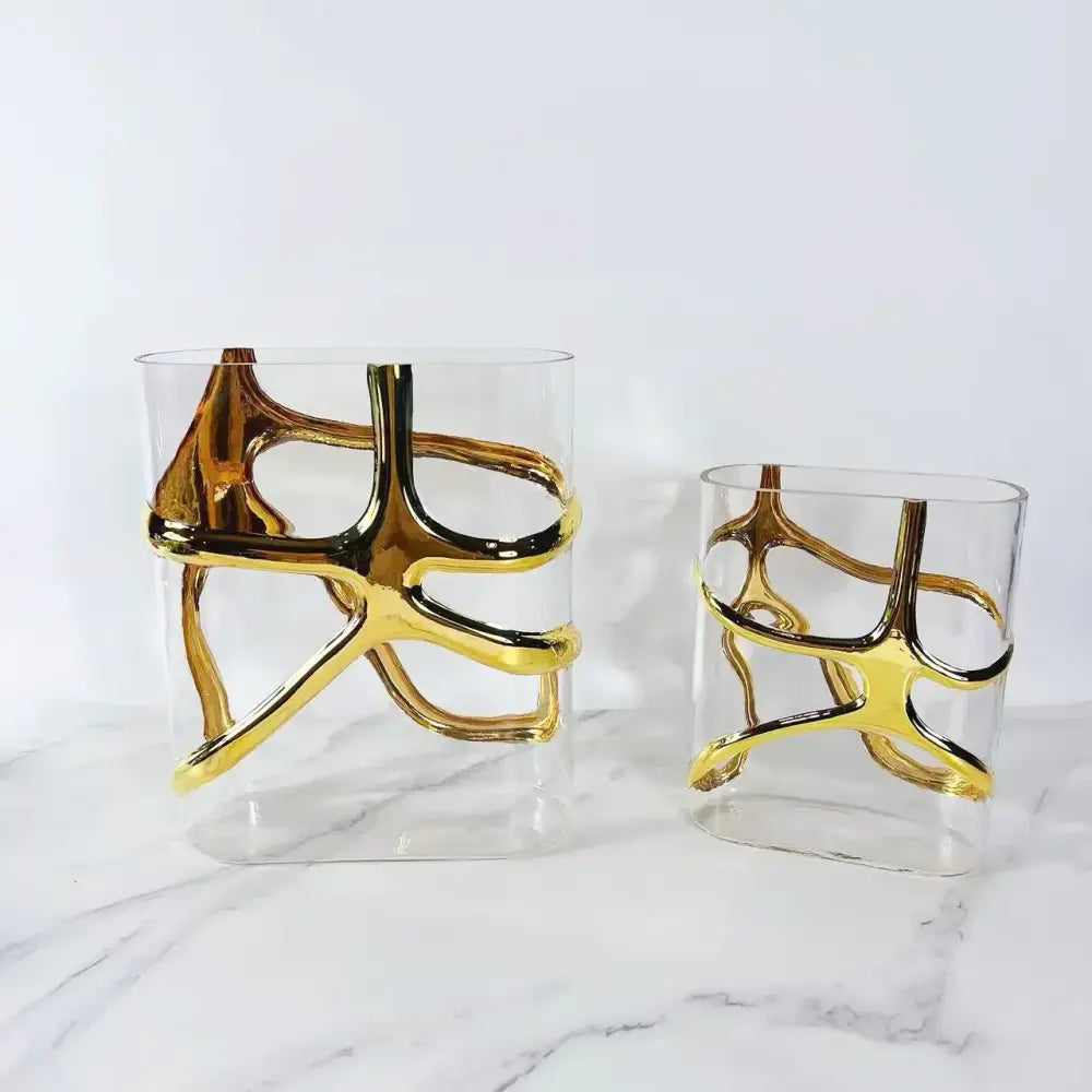 Geometric gold edged glass vase living room abstract decor