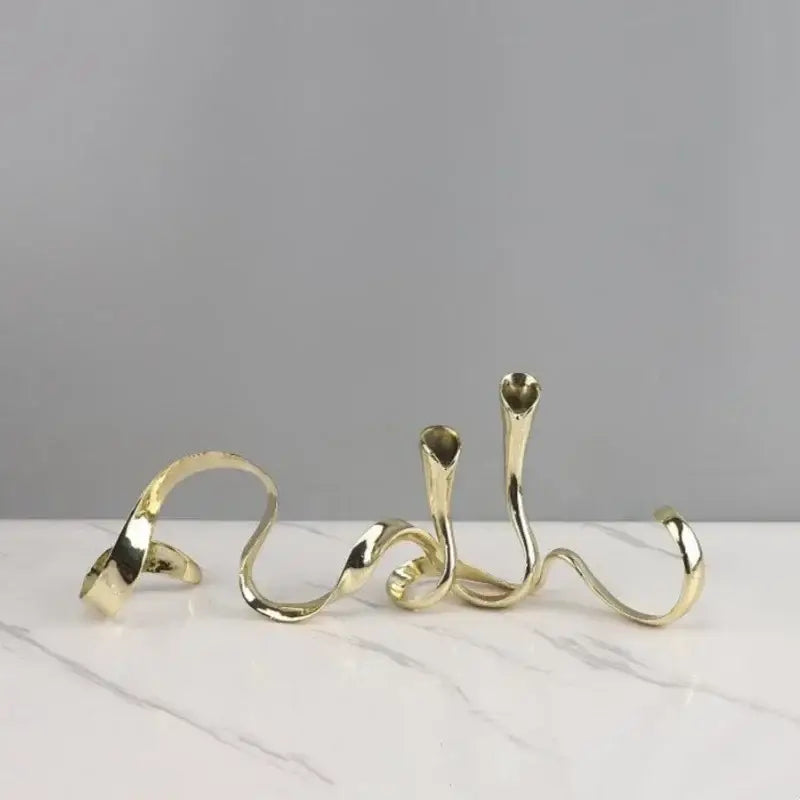 Geometric gold & silver candlestick holder dining room centerpiece