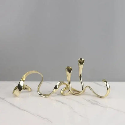 Geometric gold & silver candlestick holder dining room centerpiece