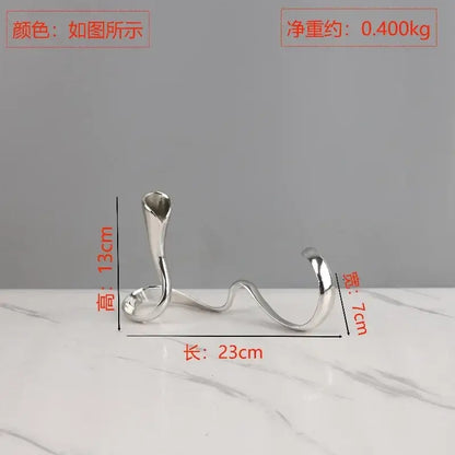 Geometric gold & silver candlestick holder dining room centerpiece