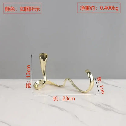 Geometric gold & silver candlestick holder dining room centerpiece
