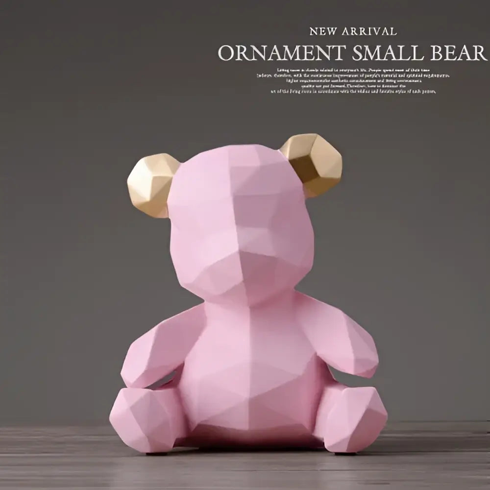 Geometric gold & white bear figurine resin sculpture living room decor