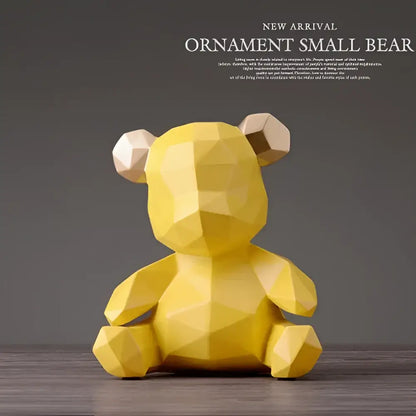 Geometric gold & white bear figurine resin sculpture living room decor