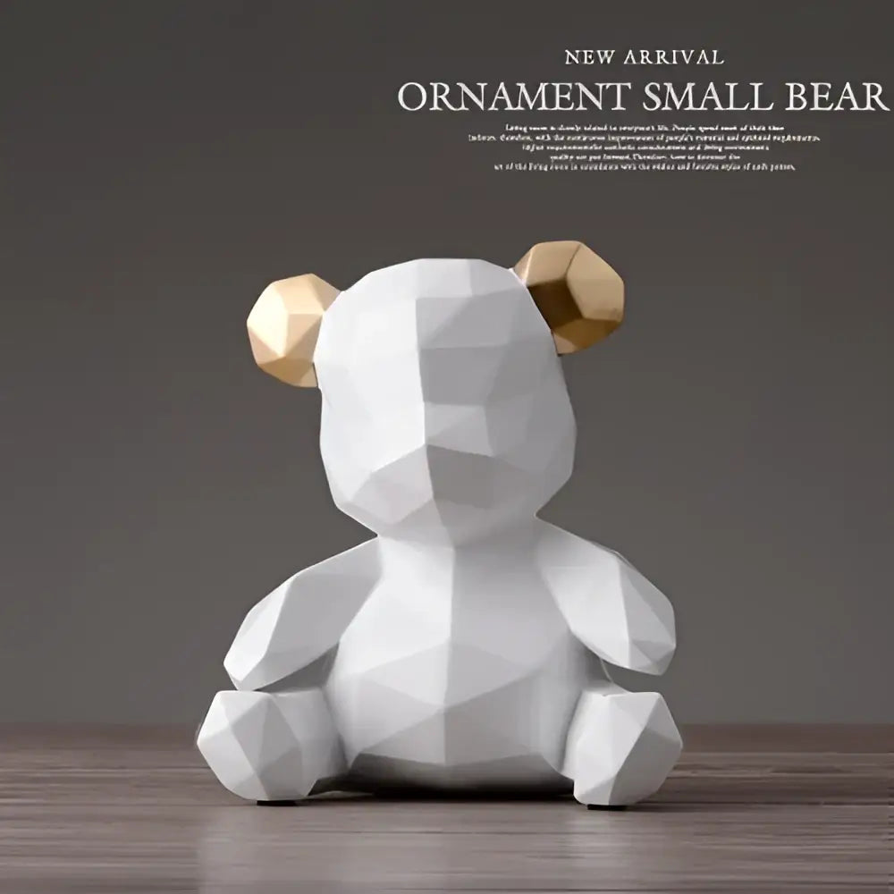 Geometric gold & white bear figurine resin sculpture living room decor
