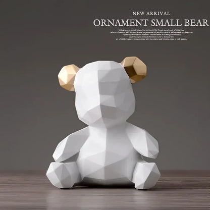Geometric gold & white bear figurine resin sculpture living room decor