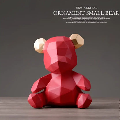 Geometric gold & white bear figurine resin sculpture living room decor