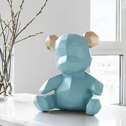 Geometric gold & white bear figurine resin sculpture living room decor