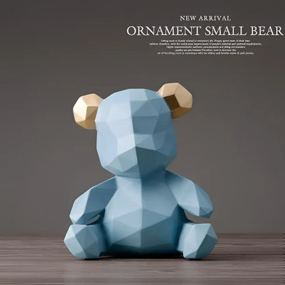 Geometric gold & white bear figurine resin sculpture living room decor