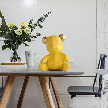 Geometric gold & white bear figurine resin sculpture living room decor