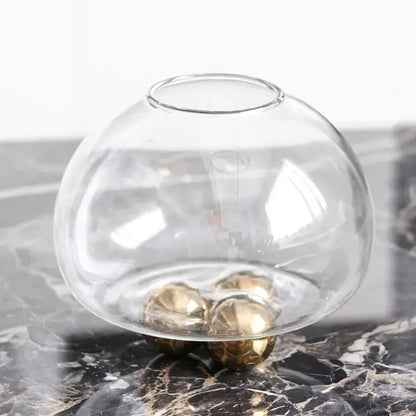 Geometric golden ball glass vase living room floral decor
